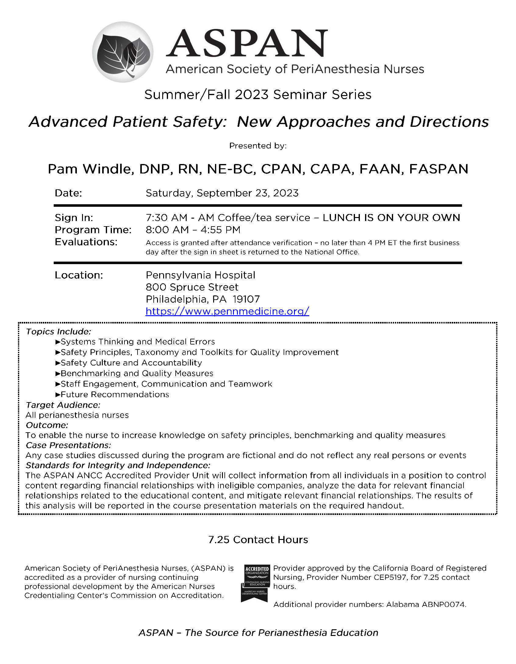 ASPAN Learn Advanced Patient Safety New Approaches and Directions